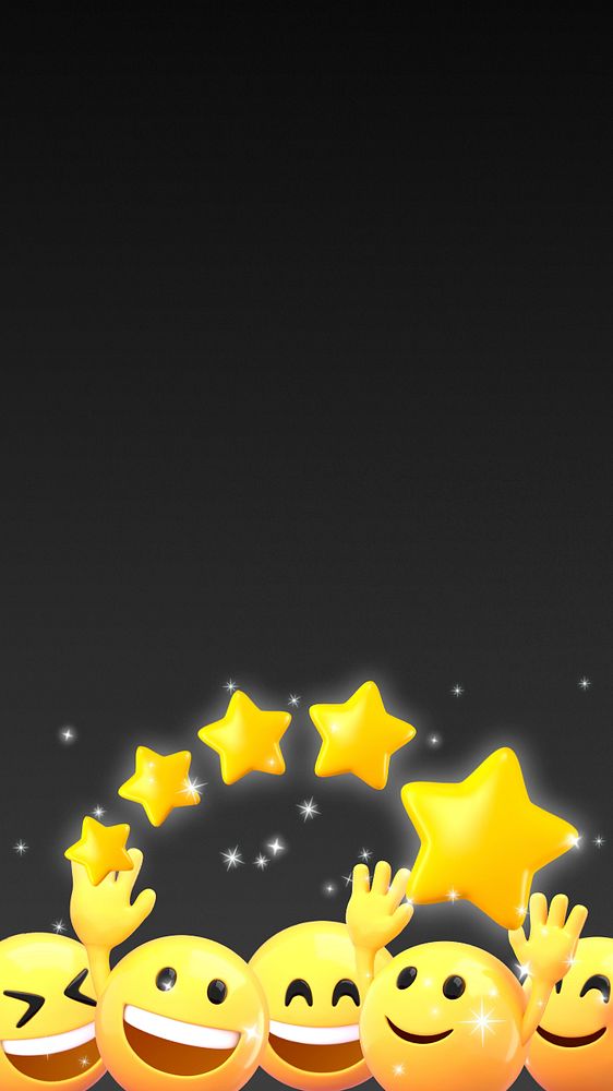 Star ratings black mobile wallpaper, 3D emoji illustration