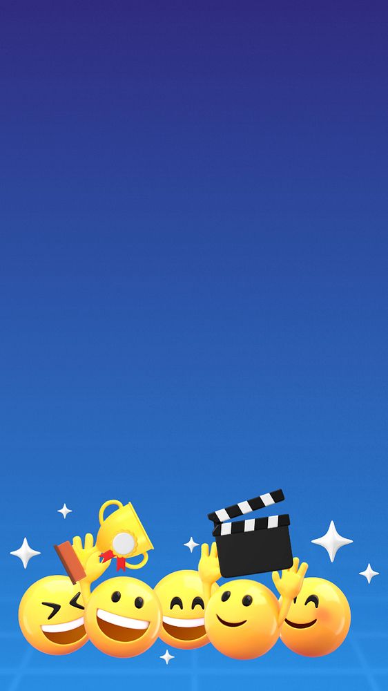 Film awards blue mobile wallpaper, 3D emoji illustration