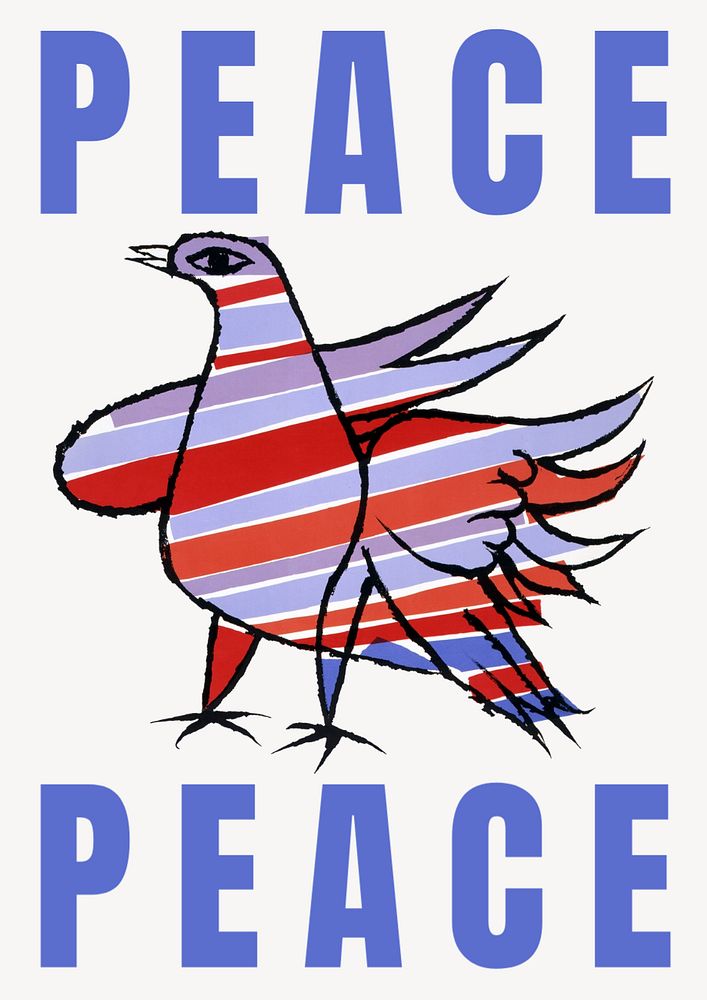 Peace bird poster template, editable animal art design  remastered and made editable by rawpixel