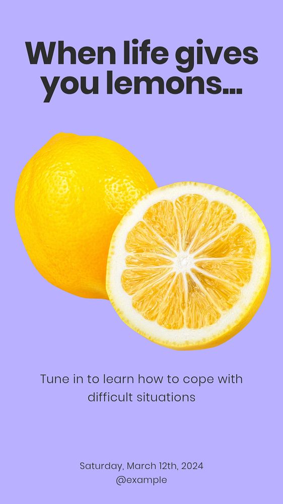 Gives you lemons Instagram story template, editable design & text