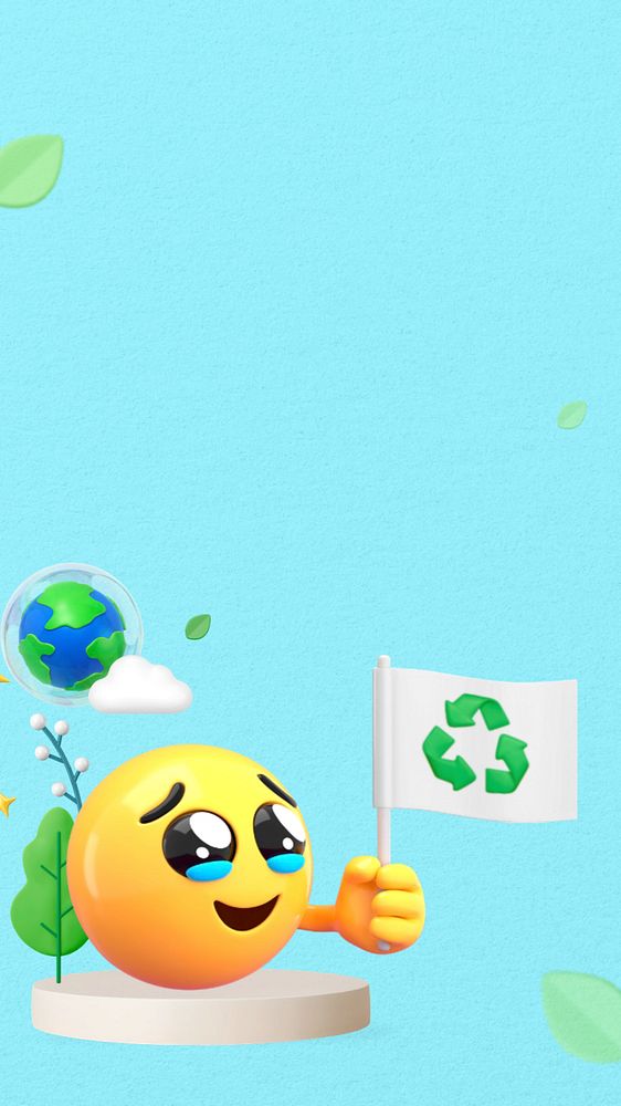 Environmental activists blue iPhone wallpaper, 3D emoji illustration