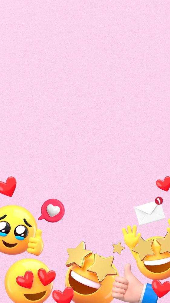 Social media engagement iPhone wallpaper, 3D emoji illustration
