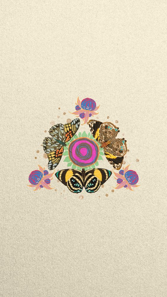 Vintage butterfly iPhone wallpaper, editable abstract triangle, remixed from the artwork of E.A. Séguy