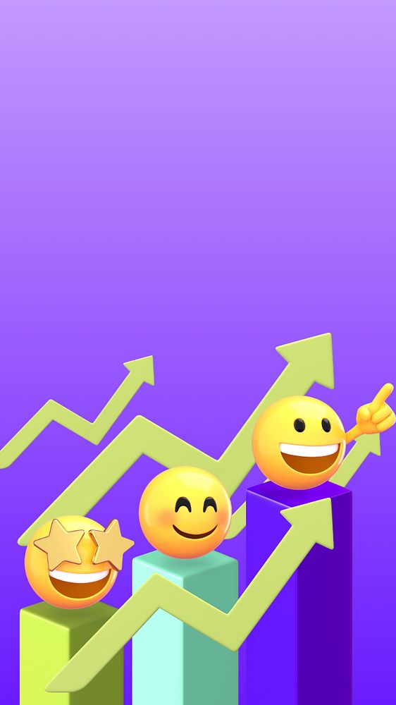 Business growth phone wallpaper, 3D emoji illustration