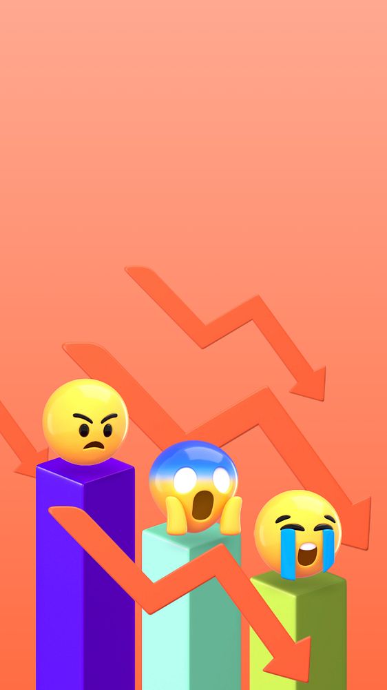 Business fails phone wallpaper, 3D emoji illustration