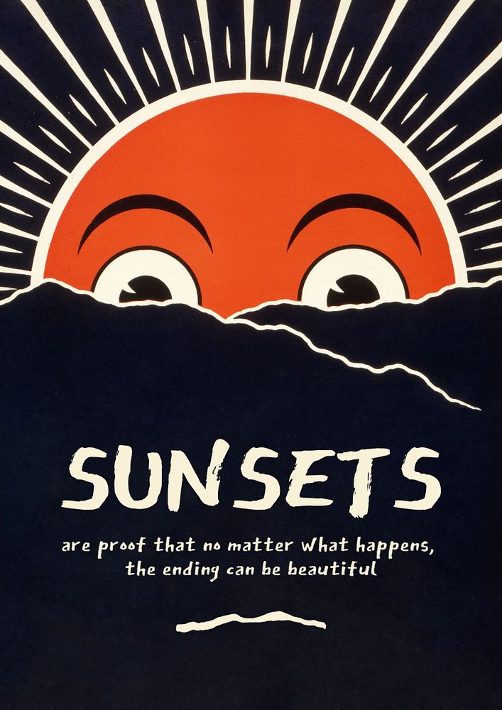 Vintage sunset poster template, editable vintage design. Remixed by rawpixel. 