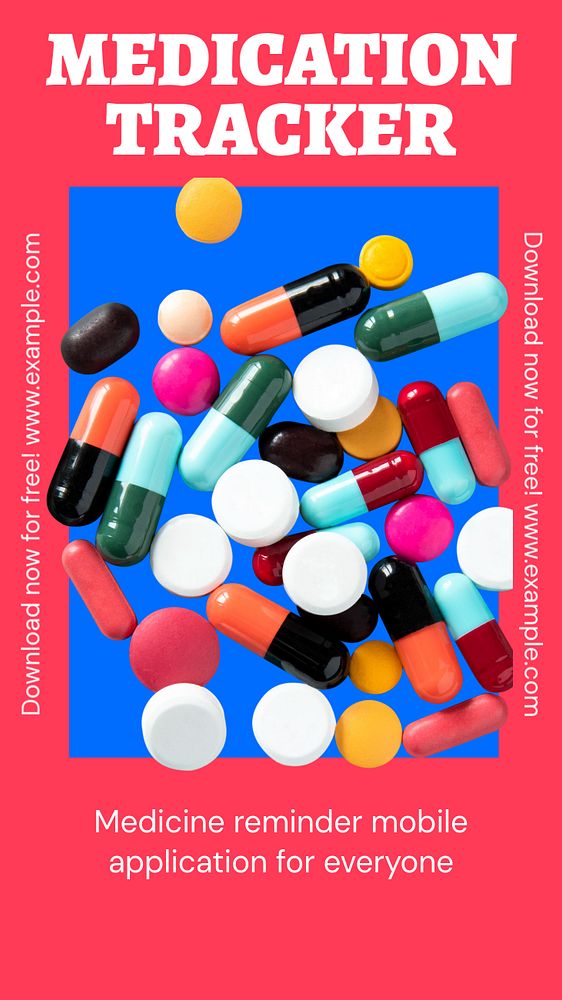 Medication tracker Instagram story template, editable text and funky design