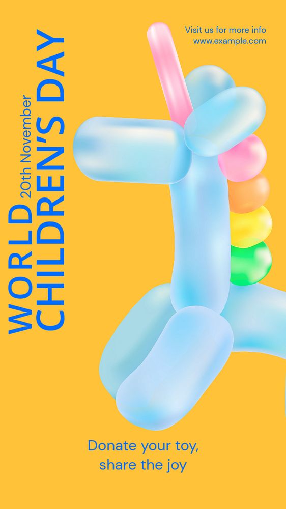 World children’s day Instagram story template, editable text and funky design