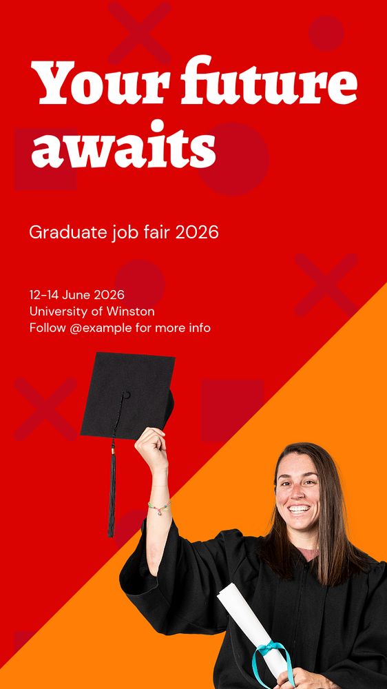 Graduate job fair Instagram story template, editable text and funky design