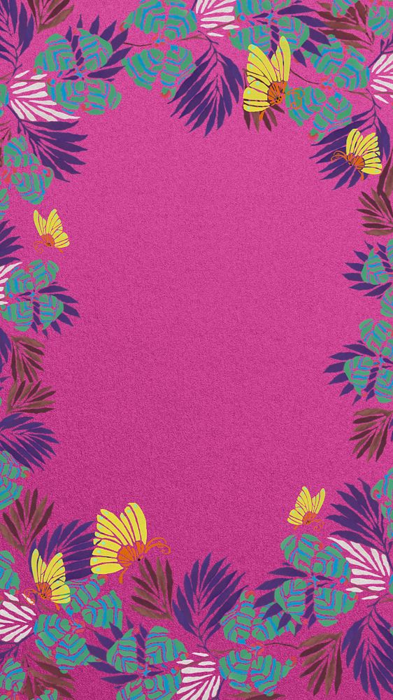 EA. Séguy's botanical iPhone wallpaper, editable flowers and butterflies frame background, remixed by rawpixel