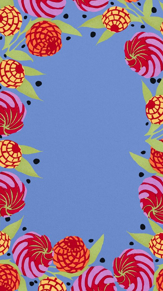 Floral frame iPhone wallpaper, vintage botanical design, remixed from the artwork of E.A. Séguy