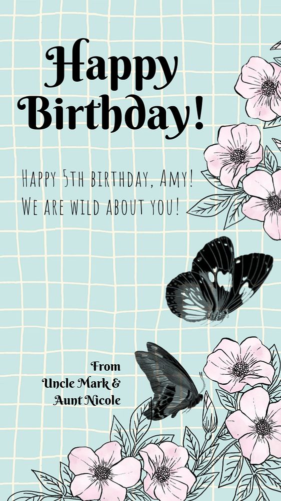 Happy birthday Facebook story template, editable E.A. Séguy’s famous artwork, remixed by rawpixel