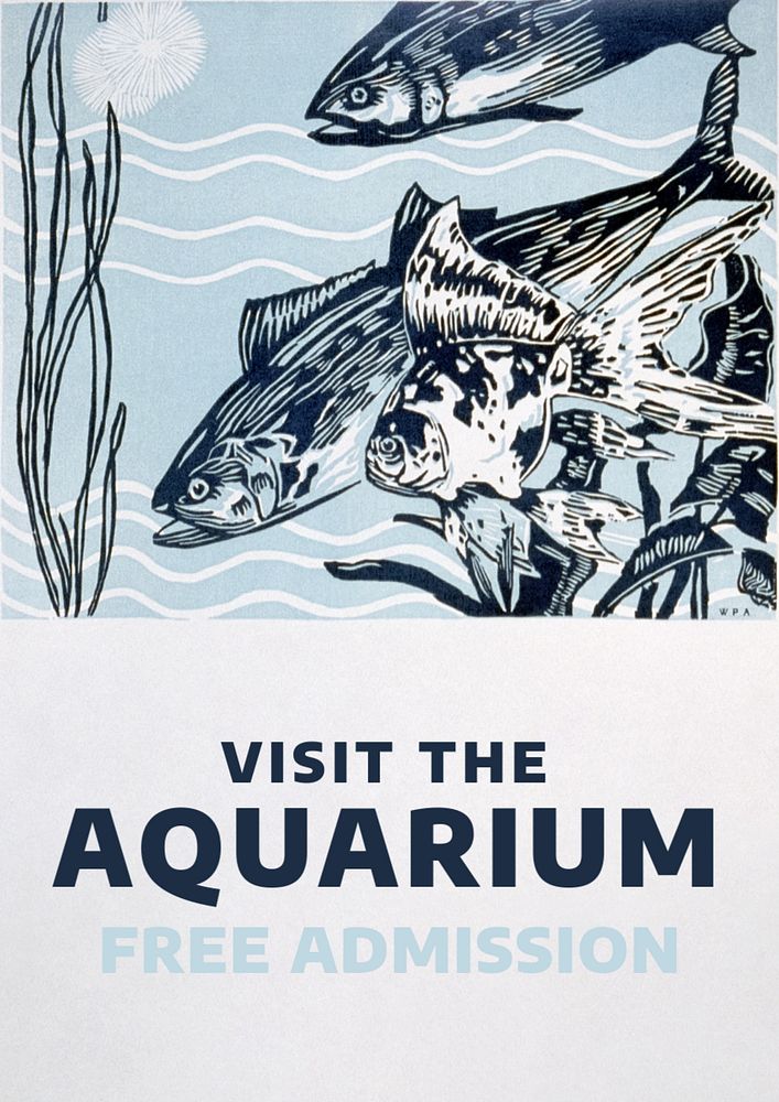 Marine life poster template, editable animal art design  remastered and made editable by rawpixel