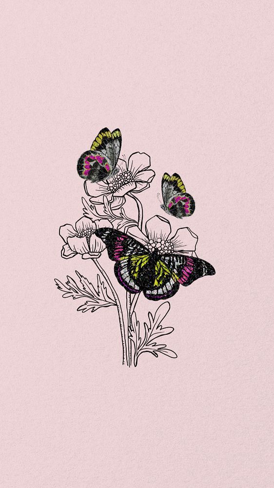 E.A. Séguy's butterfly iPhone wallpaper, editable vintage botanical, remixed by rawpicel