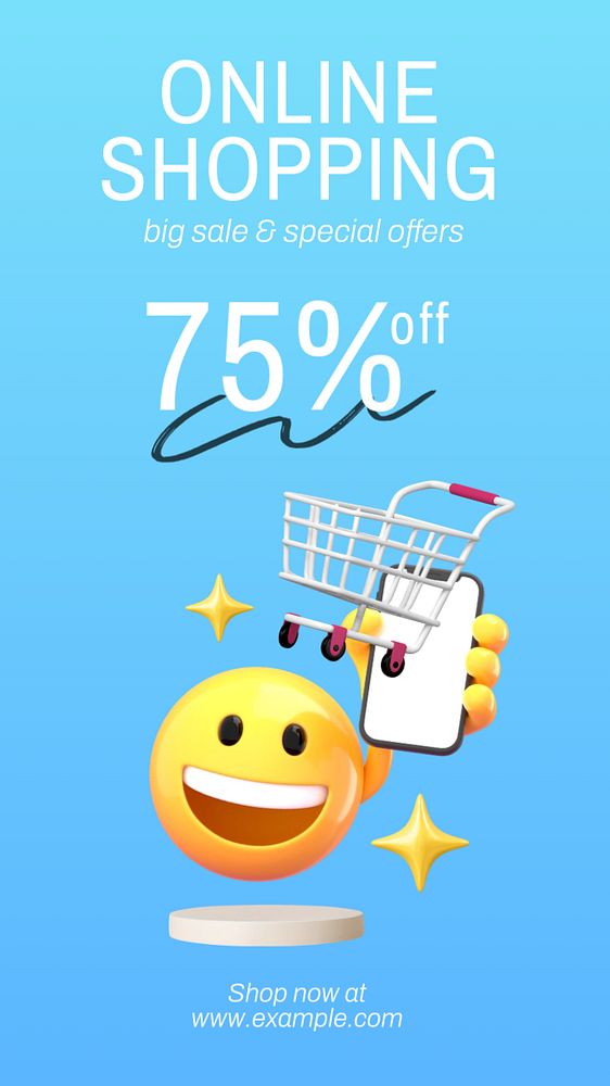 Online shopping Facebook story template, editable 3D emoji design 