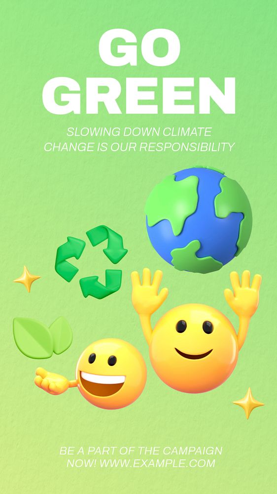 Go green Facebook story template, editable 3D emoji design 