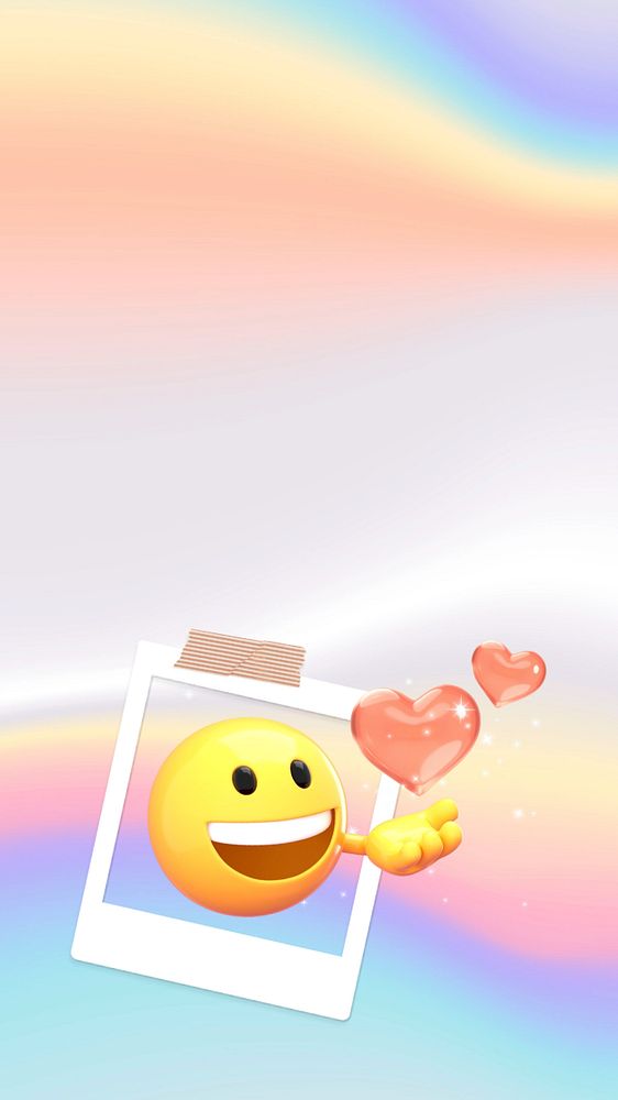 3D love holographic iPhone wallpaper, emoji design