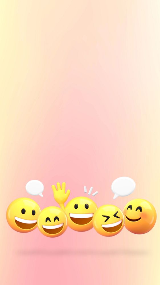 Texting emoticons pink iPhone wallpaper, 3D emoji illustration