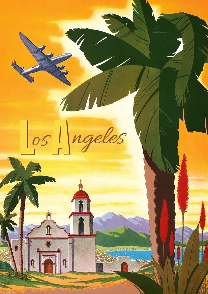 Los Angeles poster template, editable vintage design  remastered and made editable by rawpixel