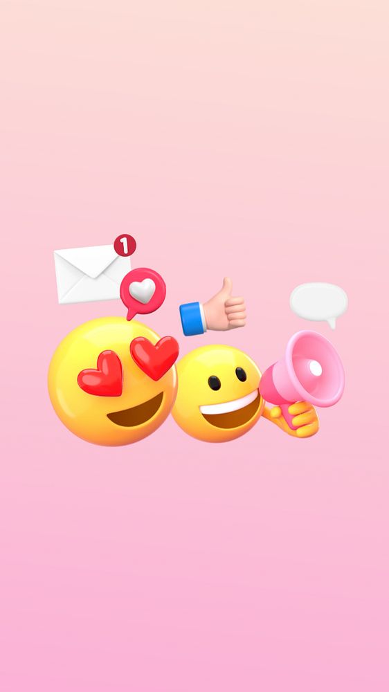 Online marketing phone wallpaper, 3D emoji illustration