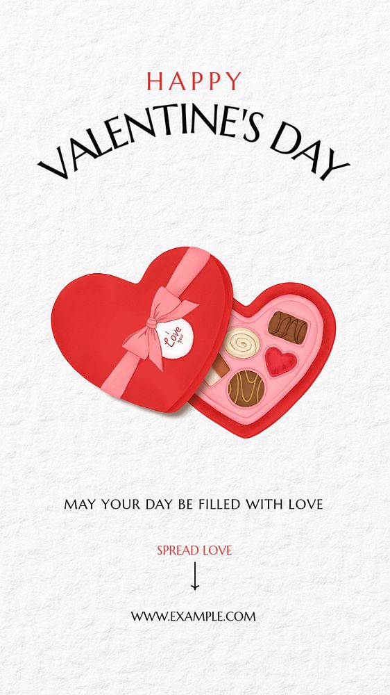 Valentine's chocolates Facebook story template, editable digital painting remix