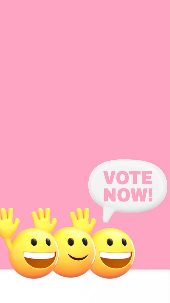 Election emoticons pink mobile wallpaper, 3D emoji illustration