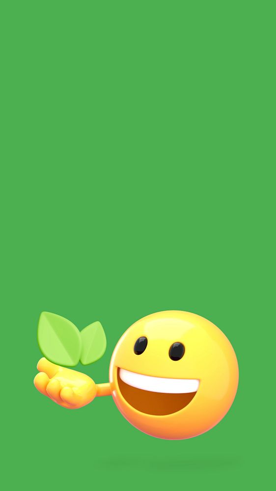 Reforestation green iPhone wallpaper, 3D emoji illustration