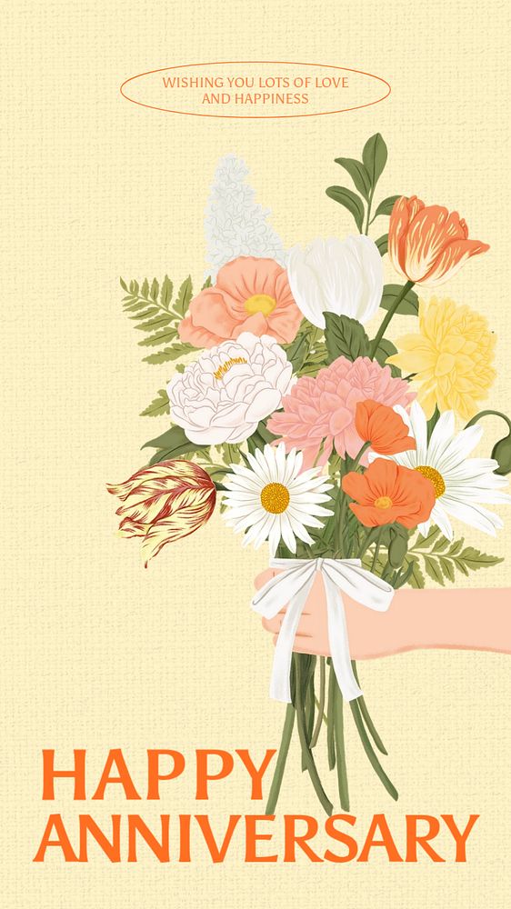 Flower bouquet Facebook story template, editable digital painting remix