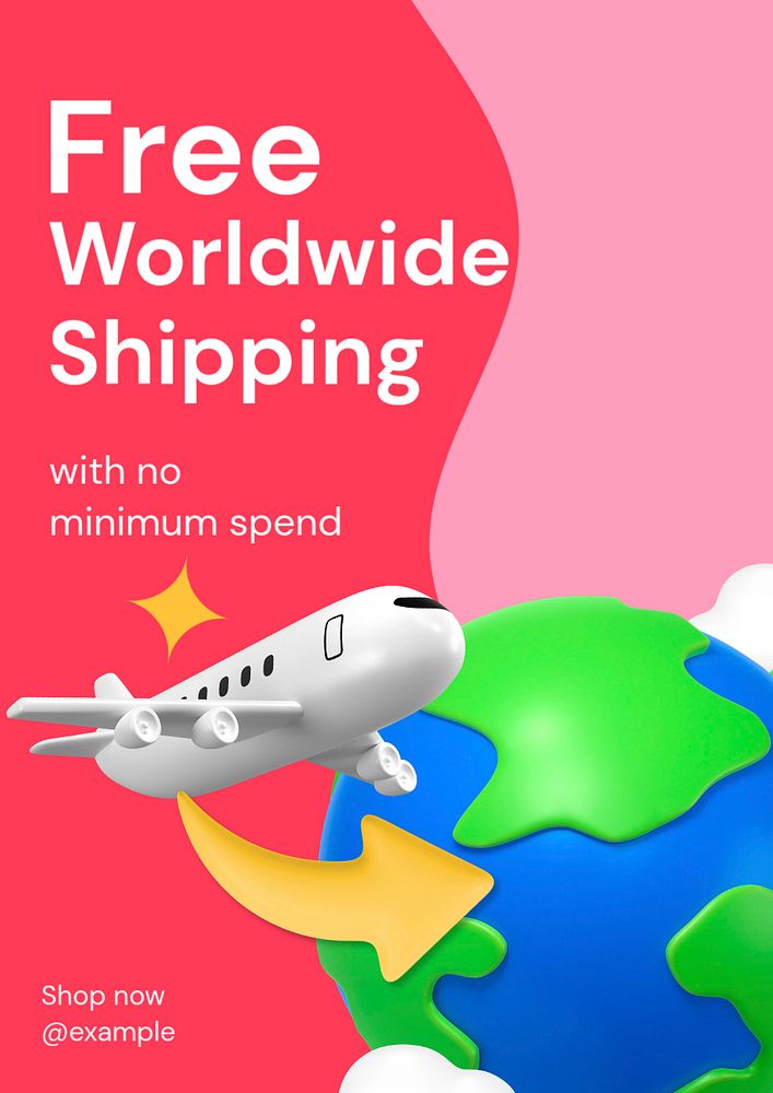 Worldwide shipping poster template, editable advertisement