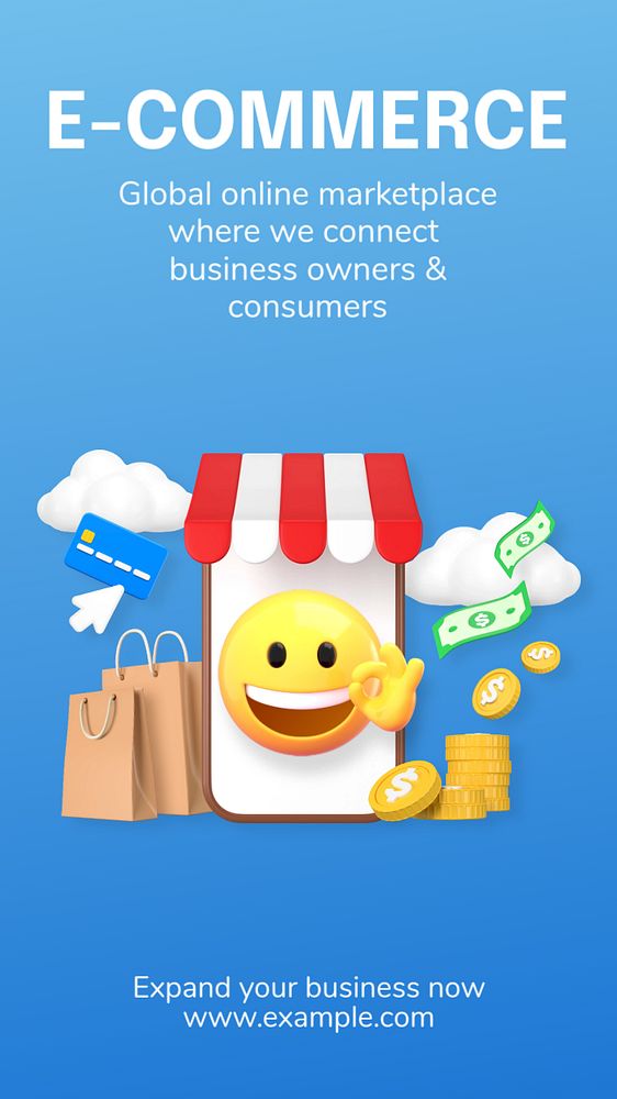 E-commerce emoticon Facebook story template, editable 3D emoji design 