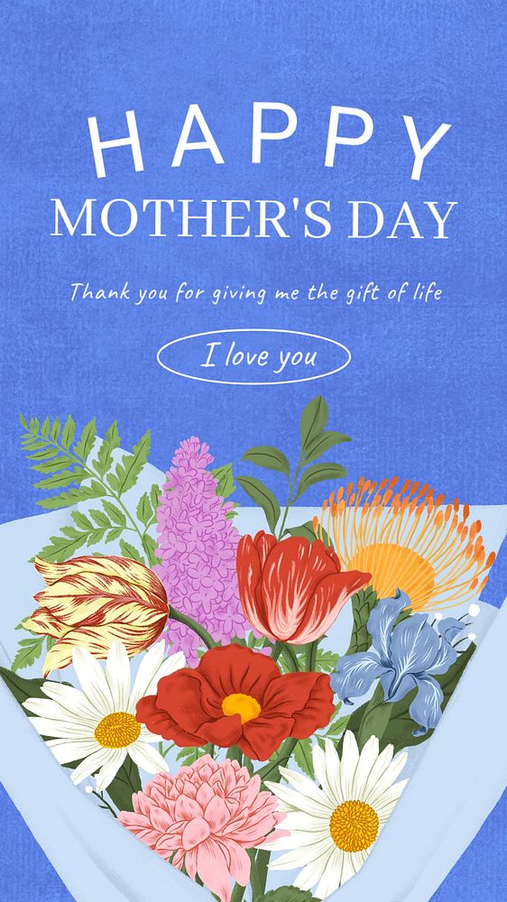 Mother's day Facebook story template, editable digital painting remix