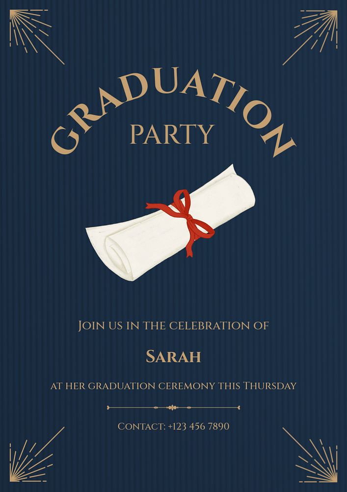 Graduation ceremony poster template, editable digital painting remix