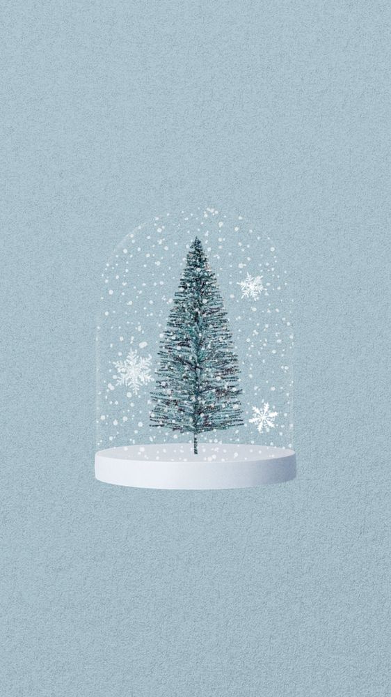 Editable snow globe mobile wallpaper, Christmas tree collage element design