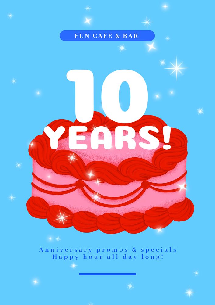 Anniversary sale poster template, editable digital painting remix