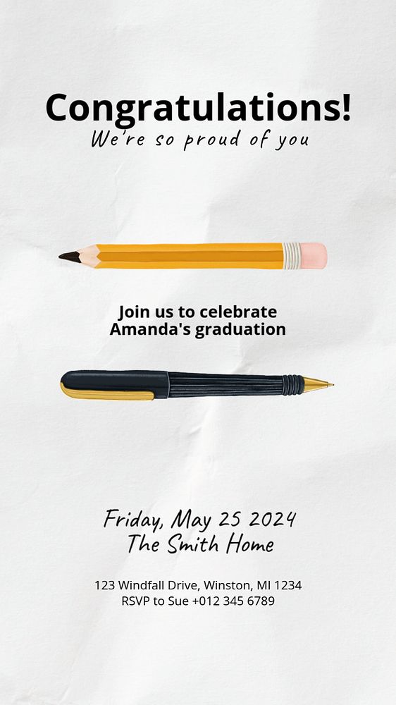 Graduation celebration Facebook story template, editable education digital painting remix