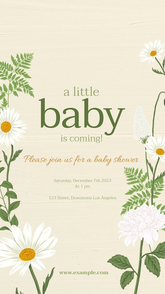 Baby shower Instagram post template, editable digital painting remix