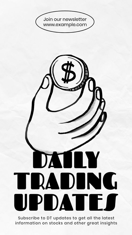 Daily trading updates Instagram story template, customizable social media design 