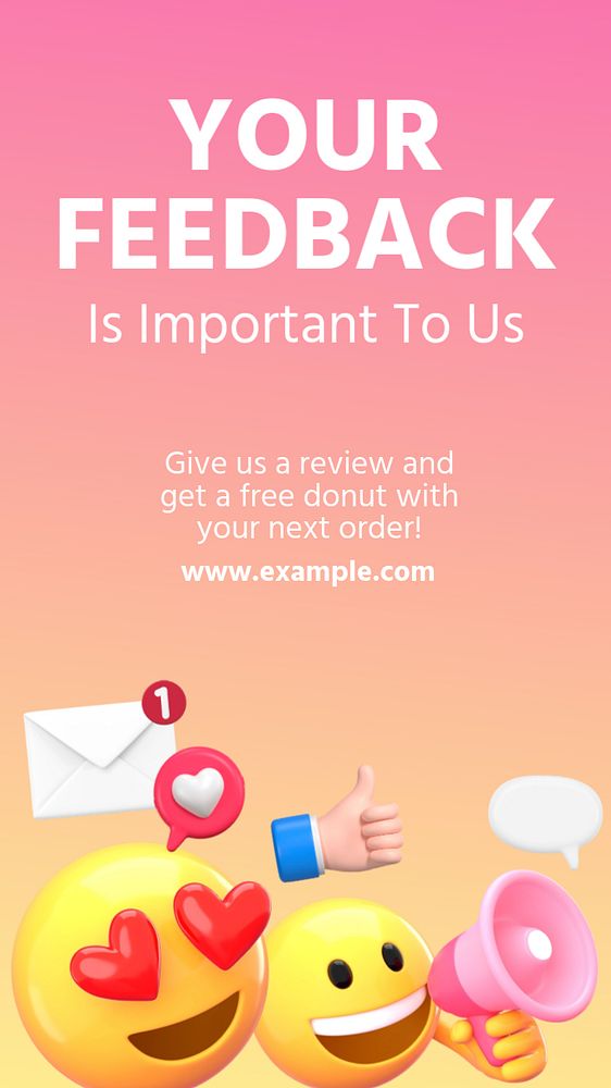 Customer's feedback Instagram story template, editable 3D emoji design