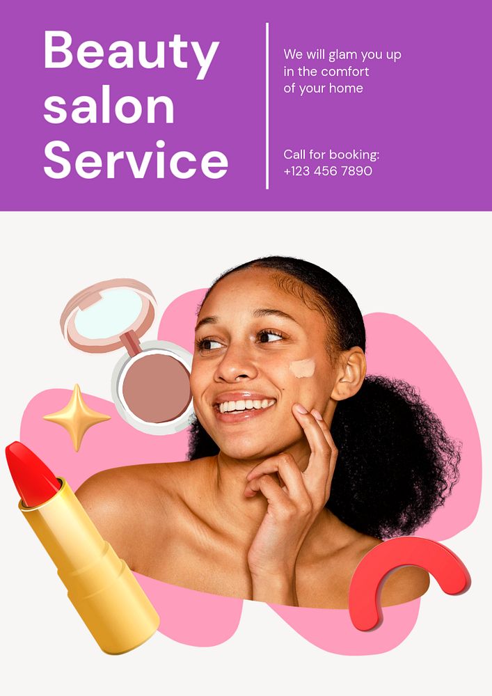 Beauty salon service poster template, editable advertisement