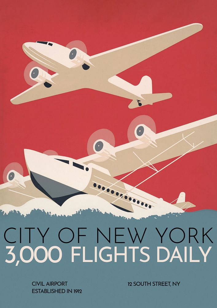 New York airport poster template, editable vintage design  remastered and made editable by rawpixel