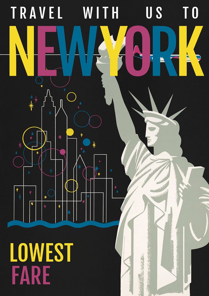 New York trip poster template, editable vintage design  remastered and made editable by rawpixel