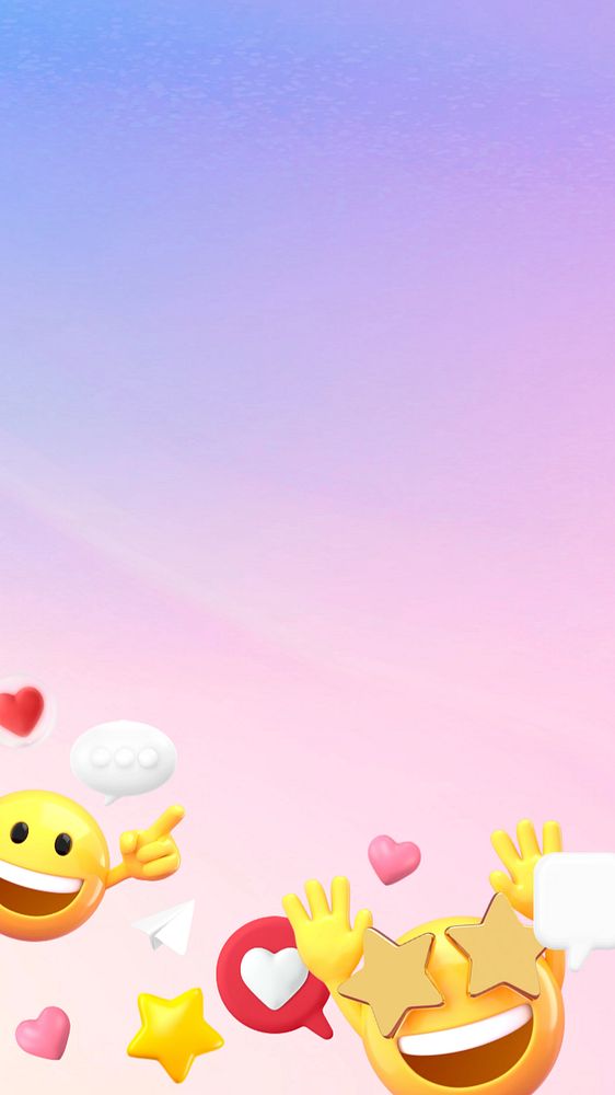 Social media iPhone wallpaper, 3D emoji illustration