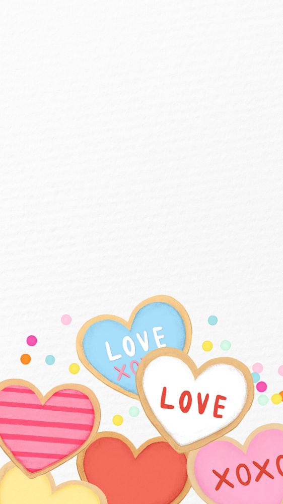 Cute Valentine's border iPhone wallpaper, editable digital painting remix