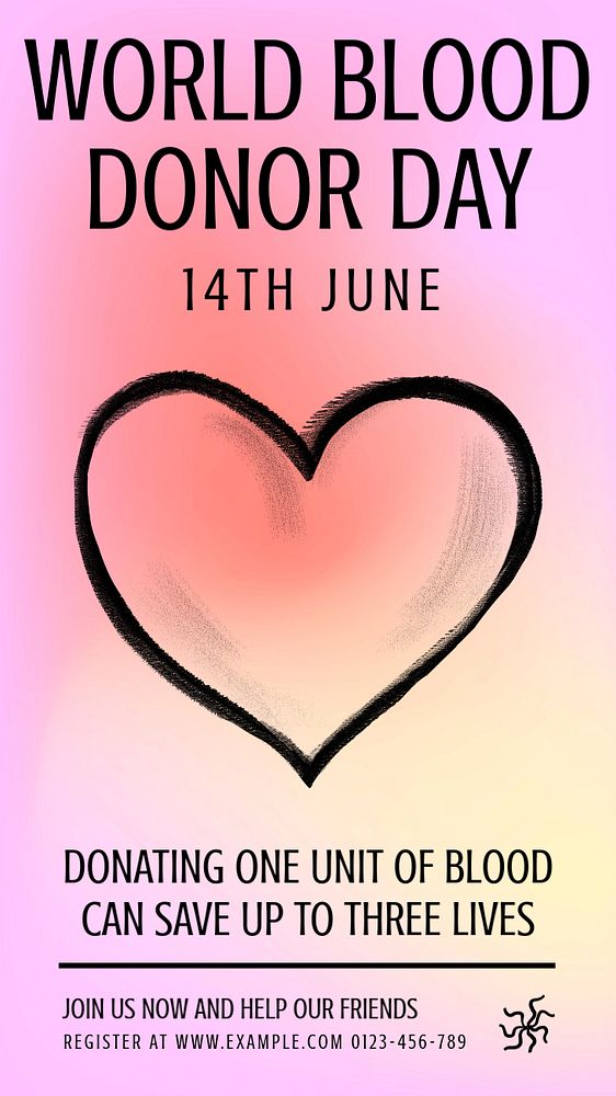 Blood donor day Instagram story template, customizable social media design 