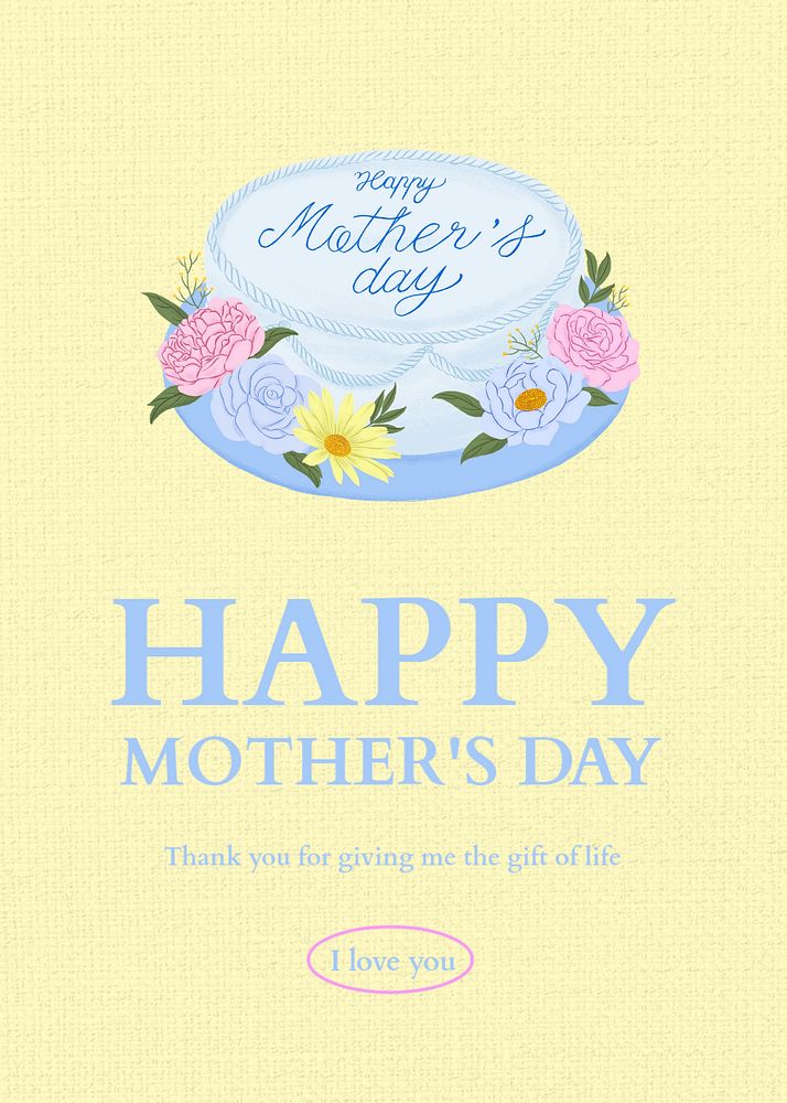 Mother's day card template, editable digital painting remix