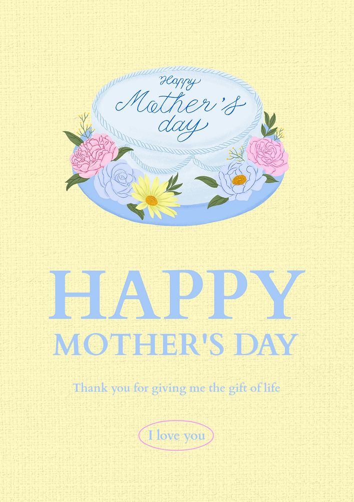 Mother's day poster template, editable digital painting remix