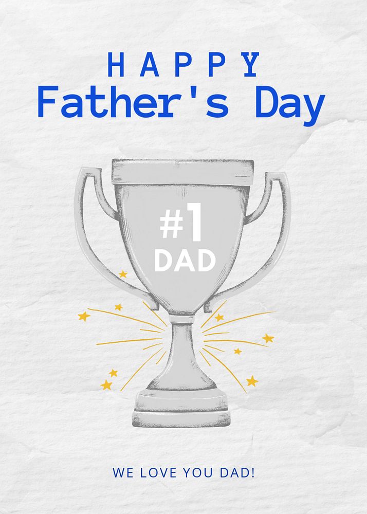 #1 dad greeting card template, editable digital painting remix