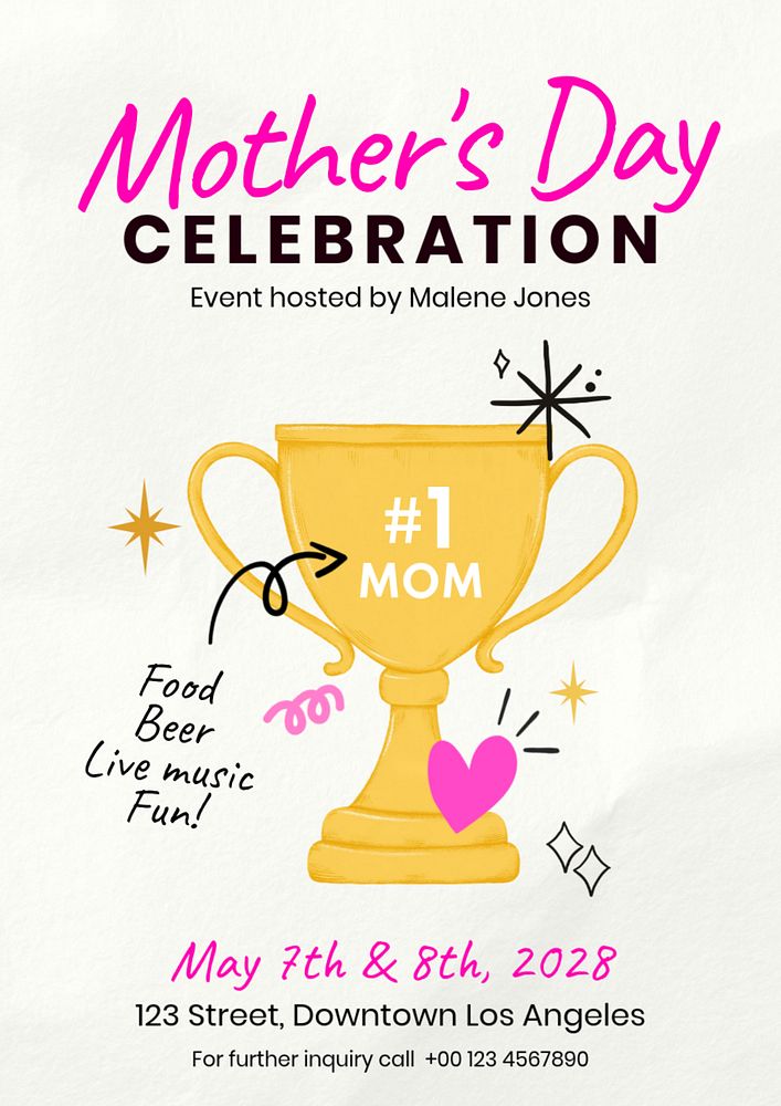 Mother's day poster template, editable digital painting remix