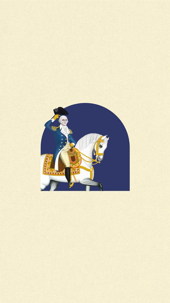 General Washington iPhone wallpaper, on a White Charger, editable design. Remixed by rawpixel.