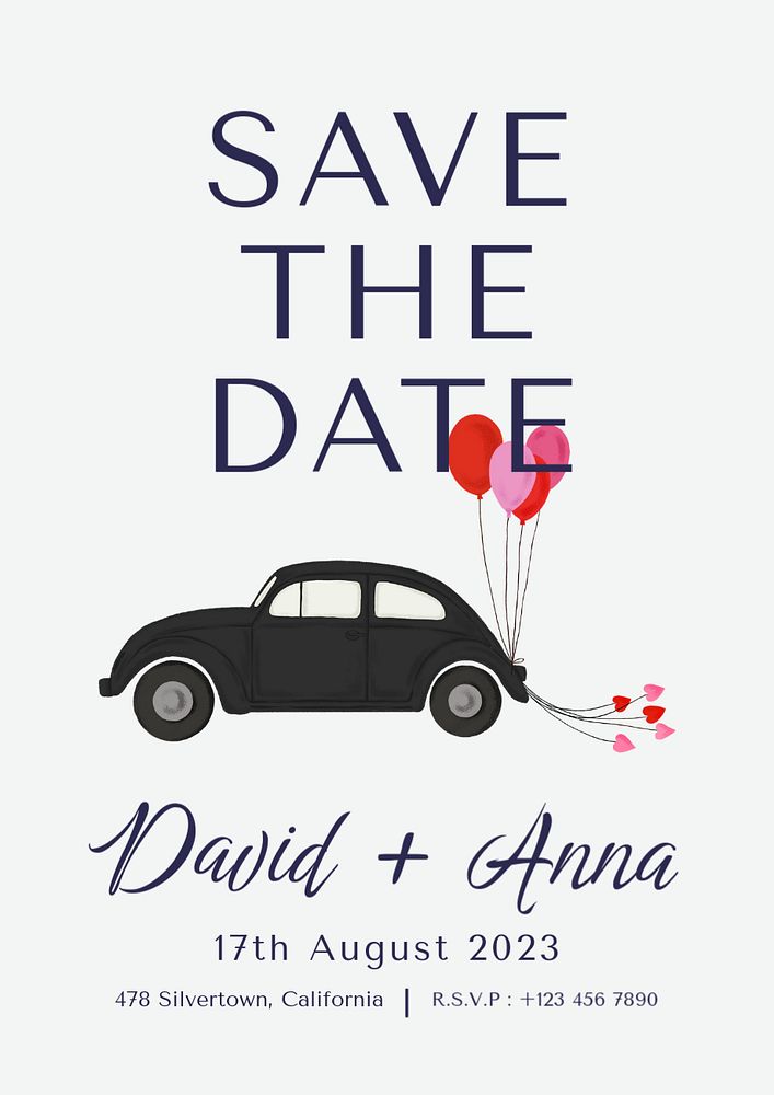 Save the date poster template, editable digital painting remix